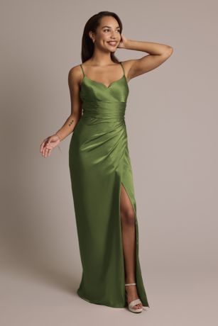 Galina Signature Charmeuse V-Notch Spaghetti Strap Dress